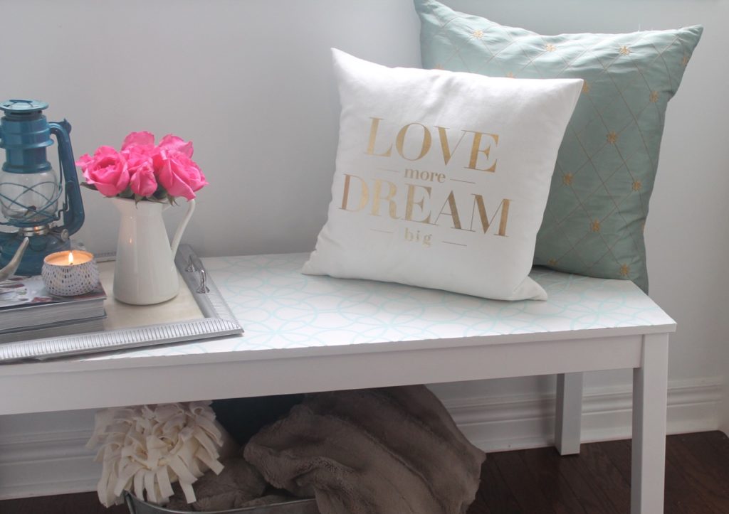 DIY Bench Makeover with Wallpaper