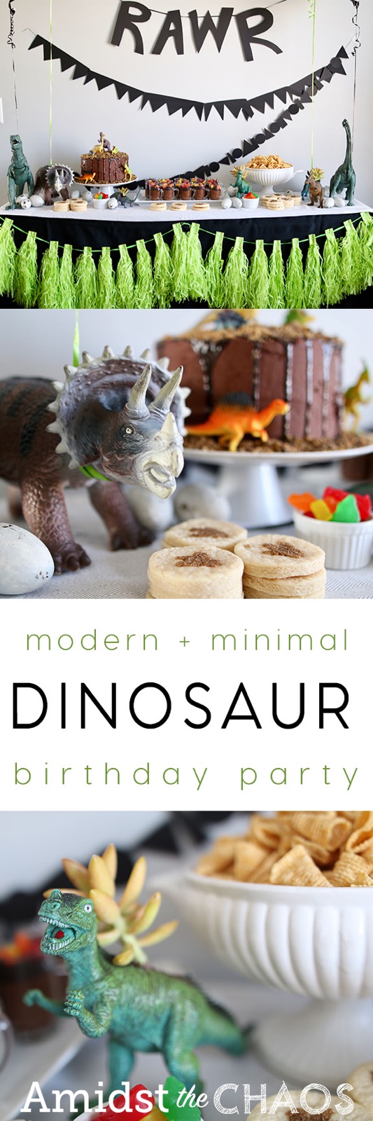 A Minimal, Modern Dinosaur Birthday Party - Amidst the Chaos