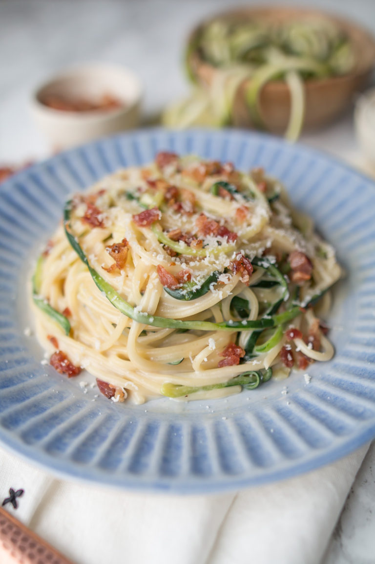 Creamy Bacon Alfredo Amidst the Chaos