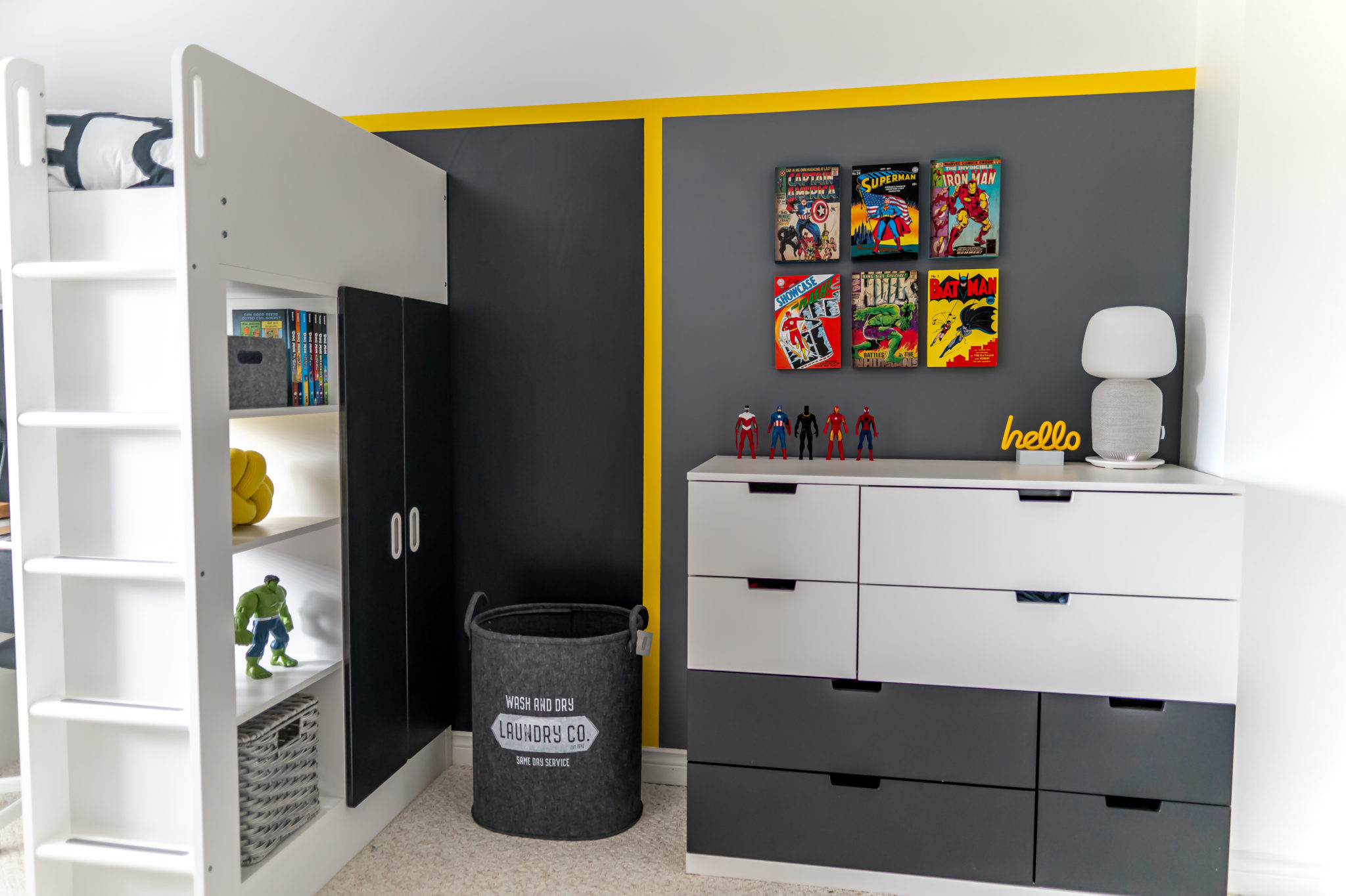 Modern Superhero Boys Bedroom Makeover One Room Challenge Week 6   Untitled 6 1 